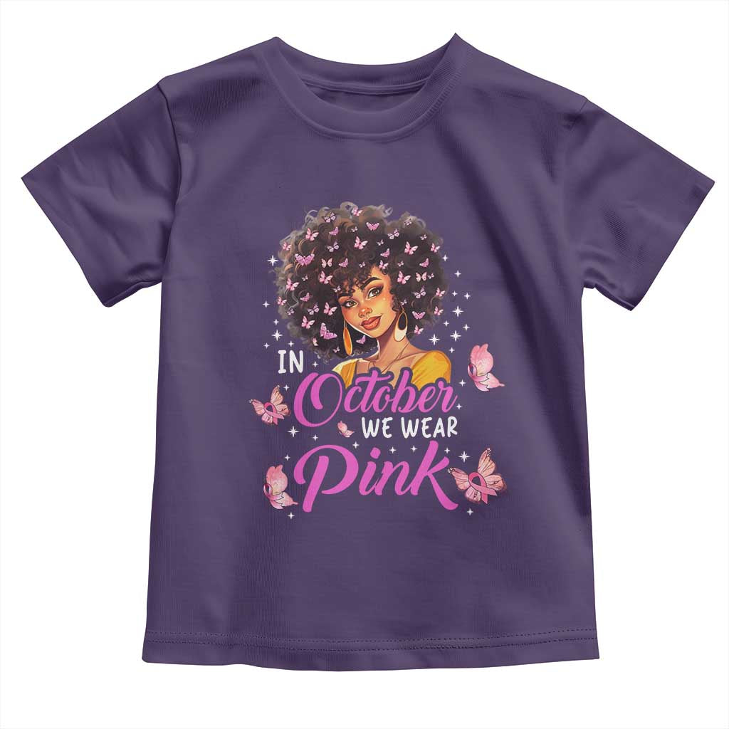 Breast Cancer Awareness Toddler T Shirt In October We Wear Pink Black Afro Woman TS02 Purple Print Your Wear