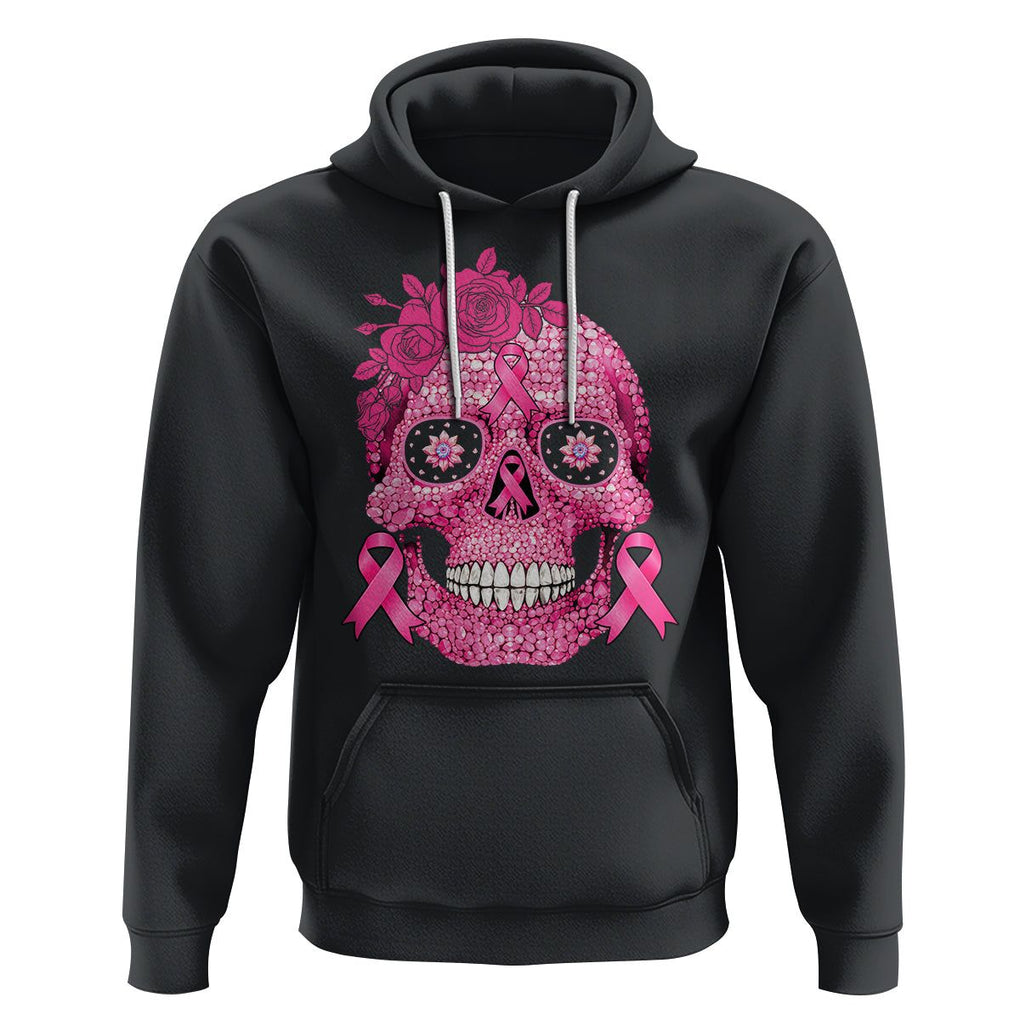Sugar Skull Breast Cancer Hoodie Pink Ribbon Support Squad Breast Cancer Warrior Girls Women TS02 Black Printyourwear