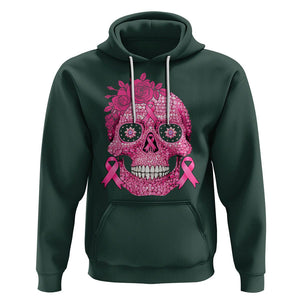 Sugar Skull Breast Cancer Hoodie Pink Ribbon Support Squad Breast Cancer Warrior Girls Women TS02 Dark Forest Green Printyourwear