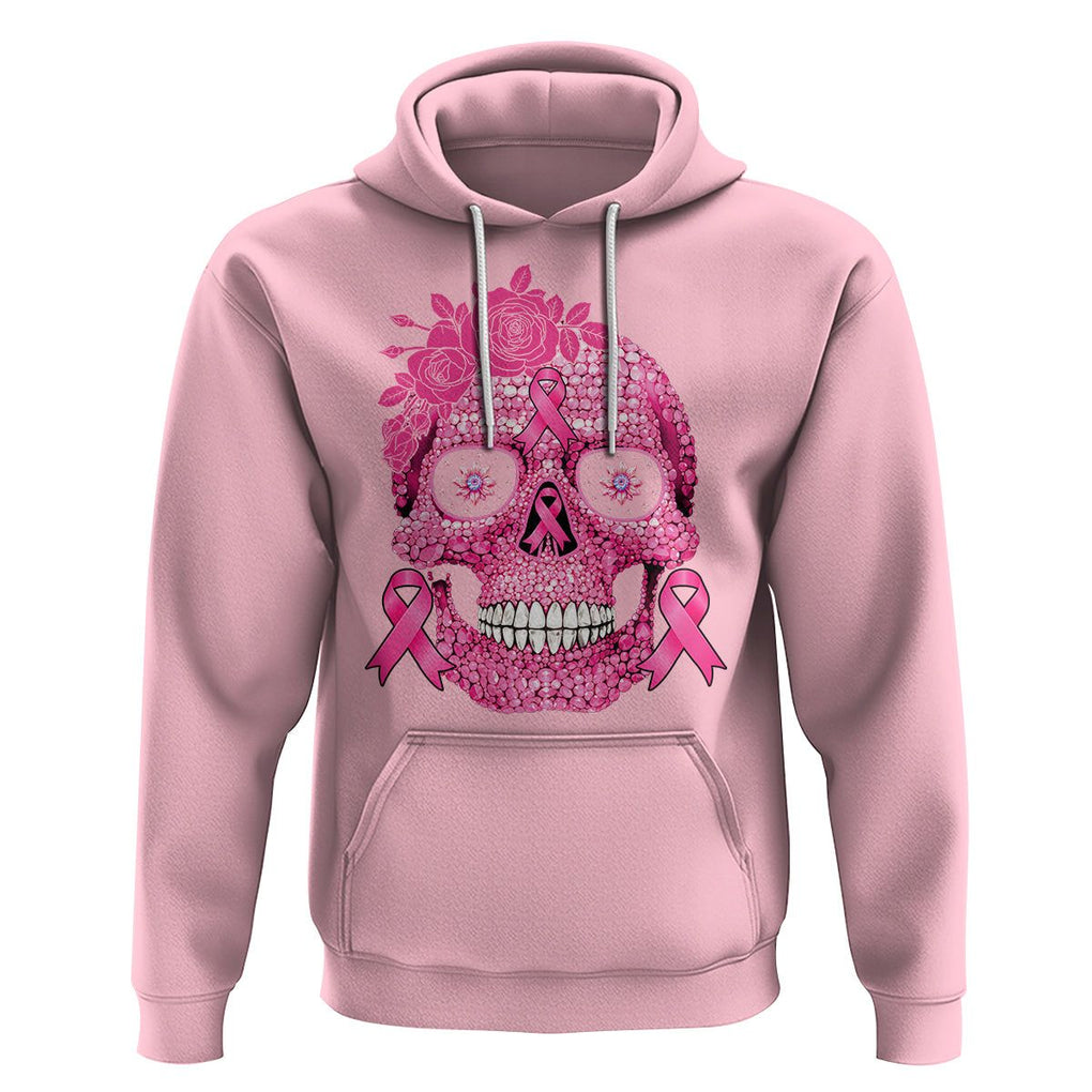 Sugar Skull Breast Cancer Hoodie Pink Ribbon Support Squad Breast Cancer Warrior Girls Women TS02 Light Pink Printyourwear