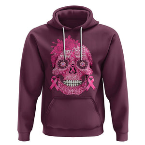 Sugar Skull Breast Cancer Hoodie Pink Ribbon Support Squad Breast Cancer Warrior Girls Women TS02 Maroon Printyourwear