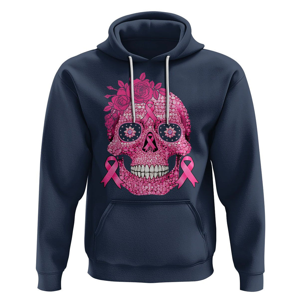 Sugar Skull Breast Cancer Hoodie Pink Ribbon Support Squad Breast Cancer Warrior Girls Women TS02 Navy Printyourwear