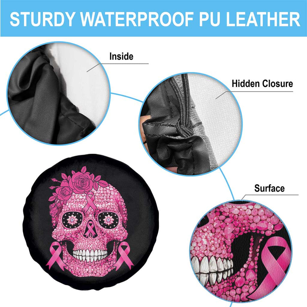 Breast Cancer Sugar Skull Spare Tire Cover Pink Ribbon Support Squad TS02 Print Your Wear