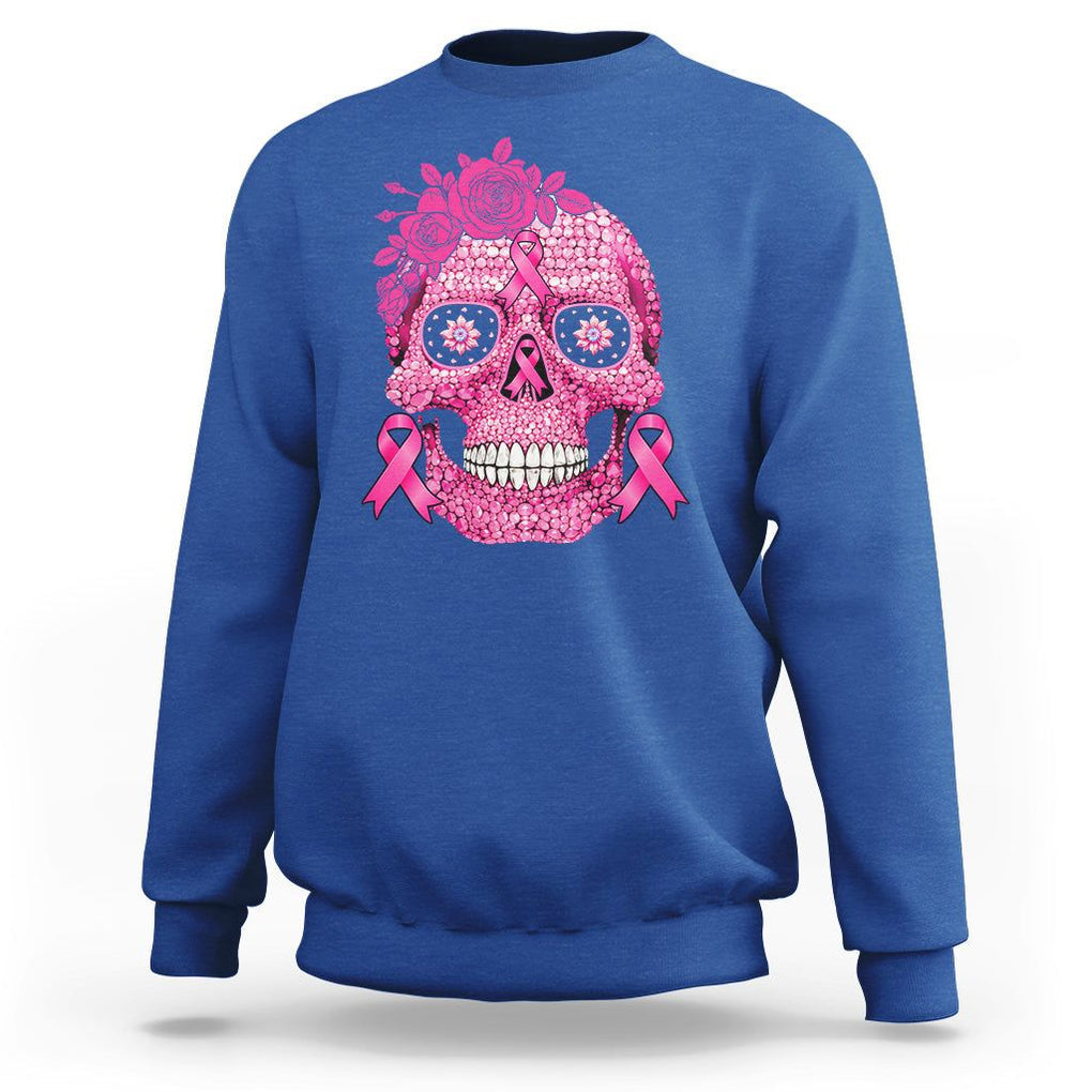Sugar Skull Breast Cancer Sweatshirt Pink Ribbon Support Squad Breast Cancer Warrior Girls Women TS02 Royal Blue Printyourwear