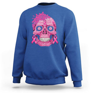 Sugar Skull Breast Cancer Sweatshirt Pink Ribbon Support Squad Breast Cancer Warrior Girls Women TS02 Royal Blue Printyourwear