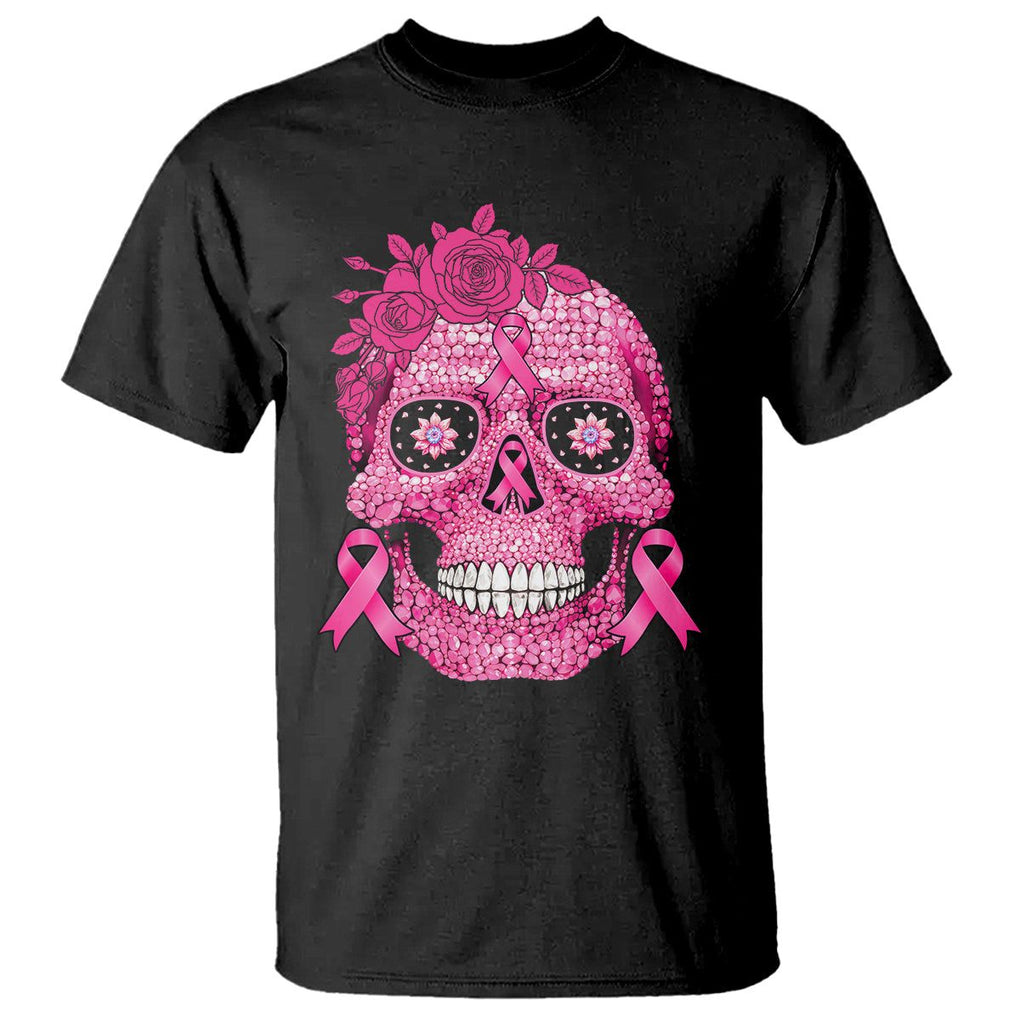 Sugar Skull Breast Cancer T Shirt Pink Ribbon Support Squad Breast Cancer Warrior Girls Women TS02 Black Printyourwear