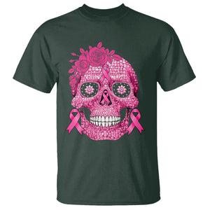Sugar Skull Breast Cancer T Shirt Pink Ribbon Support Squad Breast Cancer Warrior Girls Women TS02 Dark Forest Green Printyourwear