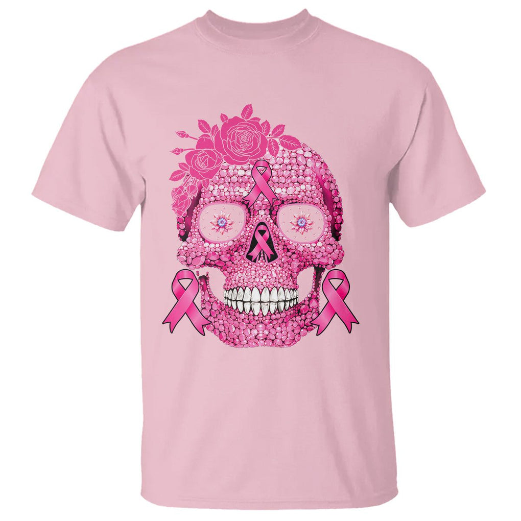 Sugar Skull Breast Cancer T Shirt Pink Ribbon Support Squad Breast Cancer Warrior Girls Women TS02 Light Pink Printyourwear