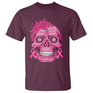 Sugar Skull Breast Cancer T Shirt Pink Ribbon Support Squad Breast Cancer Warrior Girls Women TS02 Maroon Printyourwear