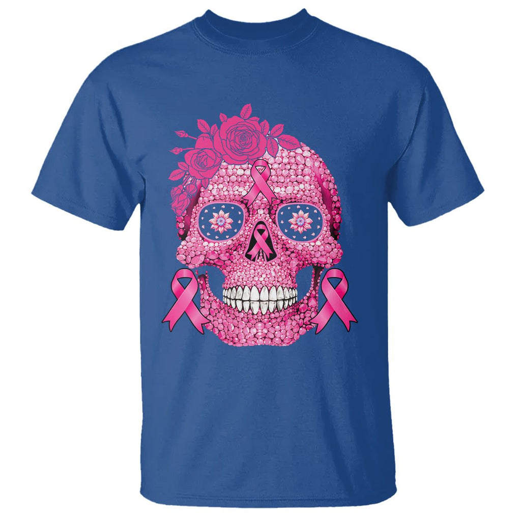 Sugar Skull Breast Cancer T Shirt Pink Ribbon Support Squad Breast Cancer Warrior Girls Women TS02 Royal Blue Printyourwear