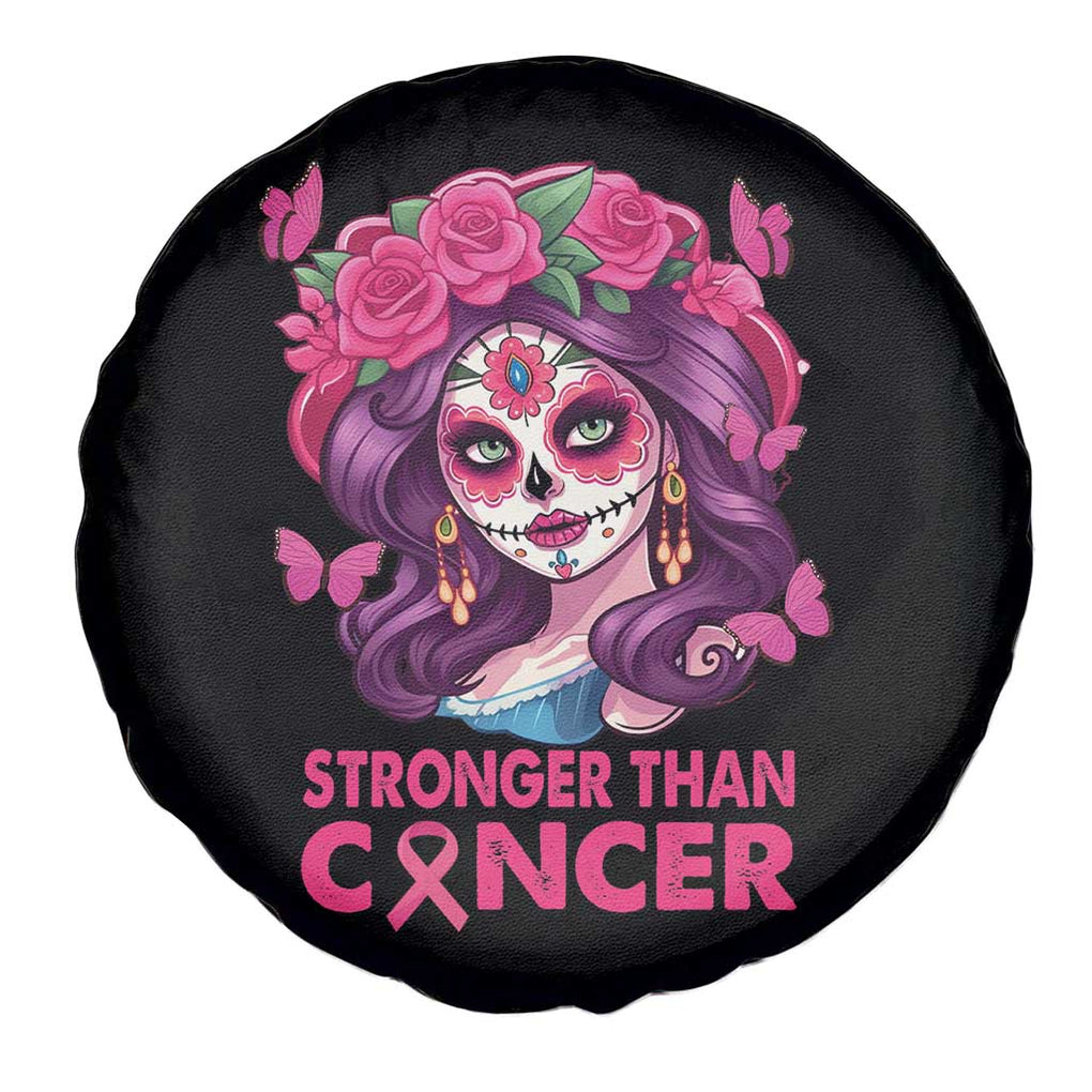 Breast Cancer Warrior Chingona Spare Tire Cover Mexican Pink Ribbon Stronger Than Breast Cancer TS02 Print Your Wear