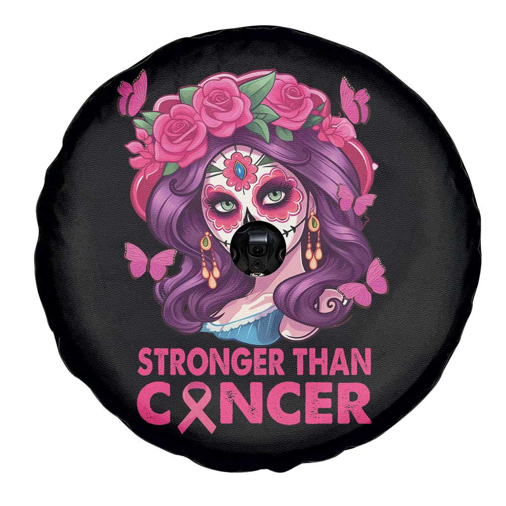 Breast Cancer Warrior Chingona Spare Tire Cover Mexican Pink Ribbon Stronger Than Breast Cancer TS02 Print Your Wear