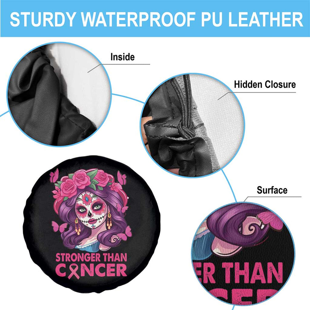 Breast Cancer Warrior Chingona Spare Tire Cover Mexican Pink Ribbon Stronger Than Breast Cancer TS02 Print Your Wear