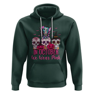 Skull Breast Cancer Hoodie In October We Wear Pink Support Squad Breast Cancer Warrior Survivor TS02 Dark Forest Green Printyourwear