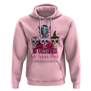 Skull Breast Cancer Hoodie In October We Wear Pink Support Squad Breast Cancer Warrior Survivor TS02 Light Pink Printyourwear