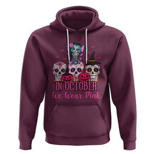 Skull Breast Cancer Hoodie In October We Wear Pink Support Squad Breast Cancer Warrior Survivor TS02 Maroon Printyourwear