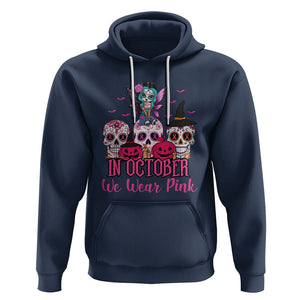 Skull Breast Cancer Hoodie In October We Wear Pink Support Squad Breast Cancer Warrior Survivor TS02 Navy Printyourwear