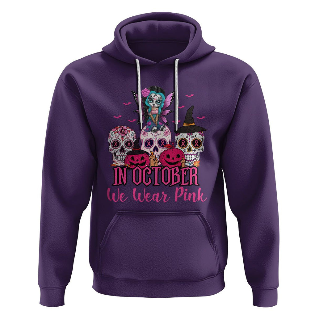 Skull Breast Cancer Hoodie In October We Wear Pink Support Squad Breast Cancer Warrior Survivor TS02 Purple Printyourwear