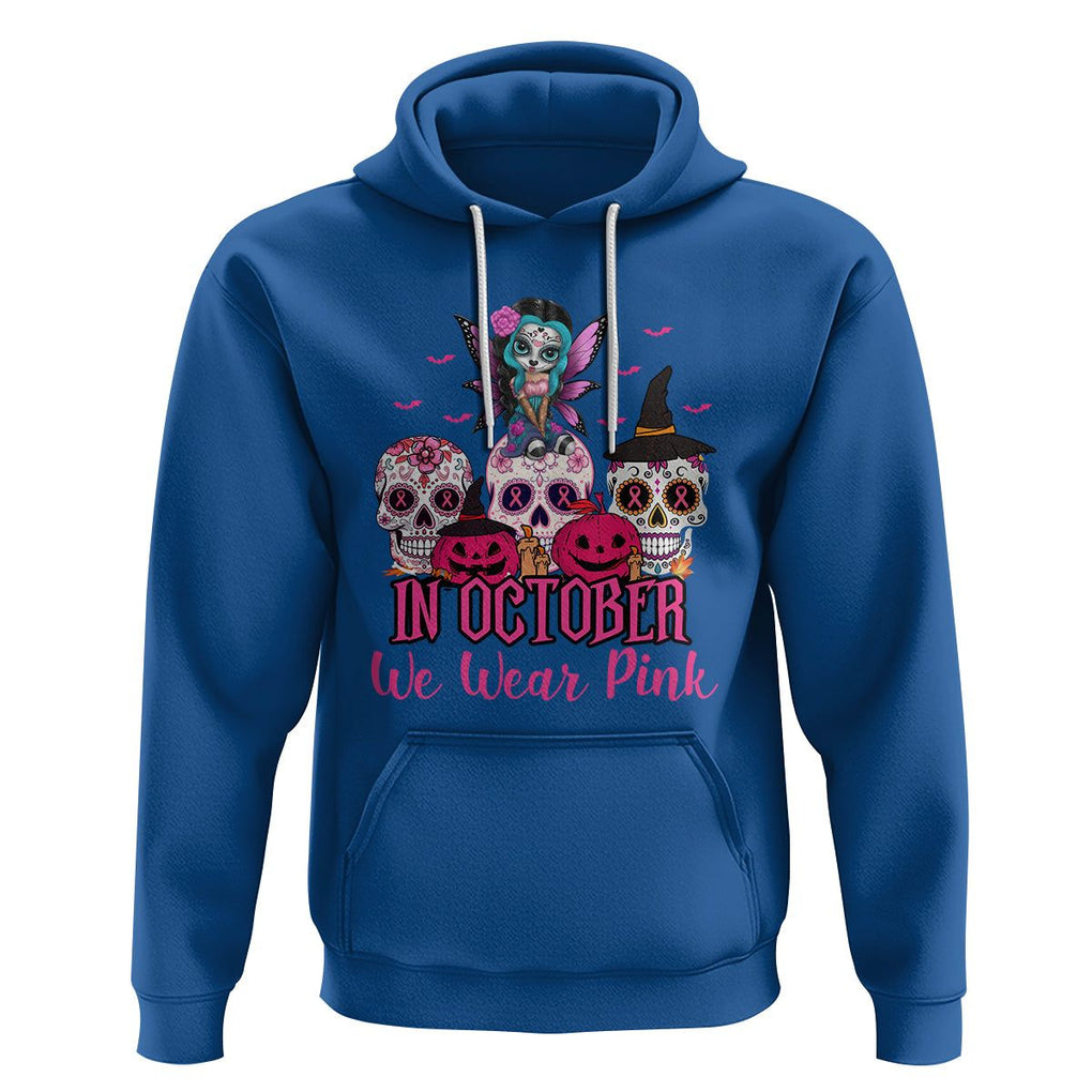 Skull Breast Cancer Hoodie In October We Wear Pink Support Squad Breast Cancer Warrior Survivor TS02 Royal Blue Printyourwear