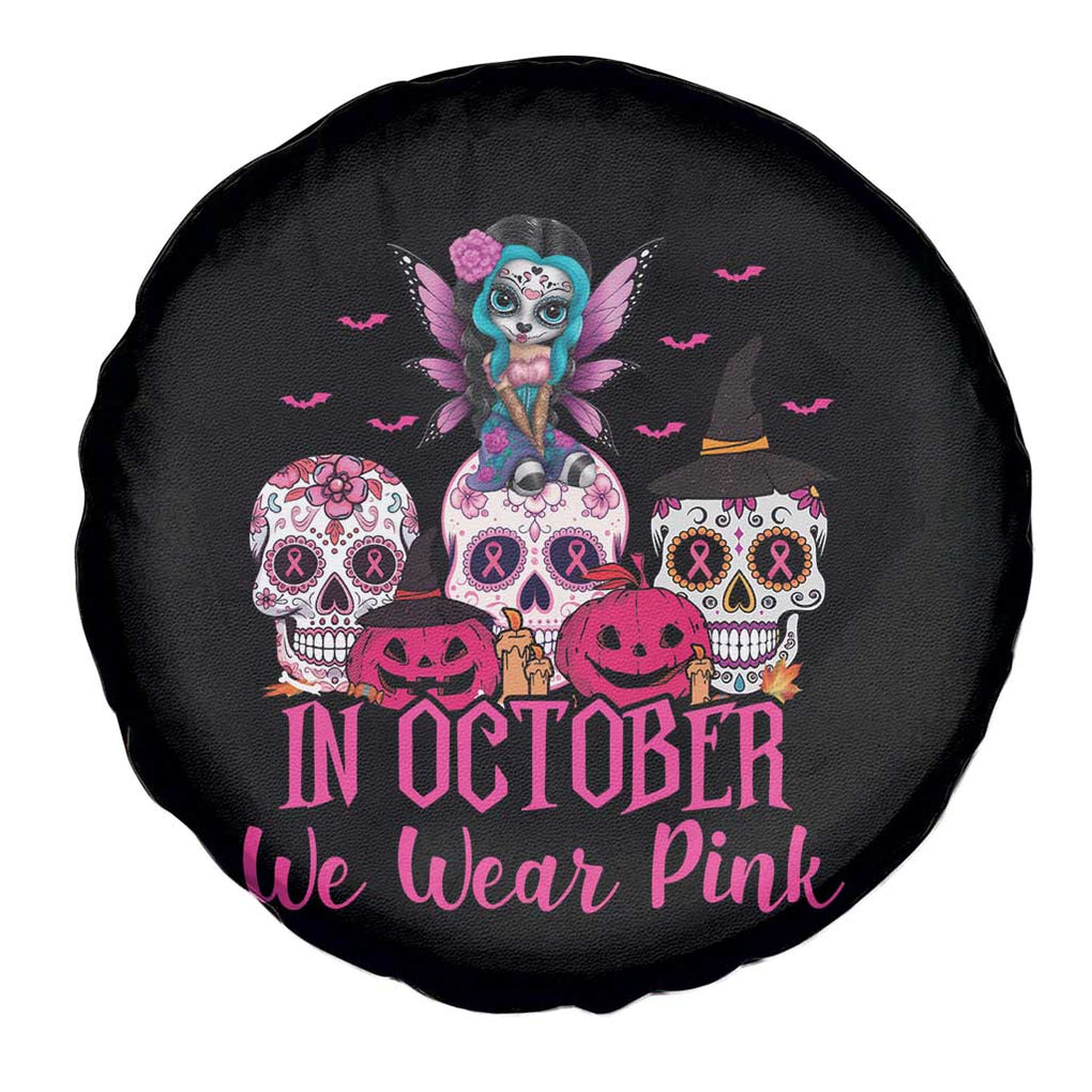 Breast Cancer Skull Spare Tire Cover In October We Wear Pink Support Squad TS02 Print Your Wear
