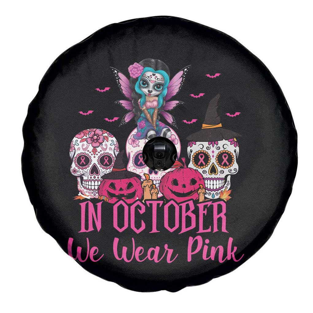 Breast Cancer Skull Spare Tire Cover In October We Wear Pink Support Squad TS02 Print Your Wear