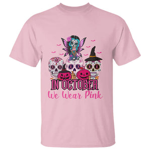Skull Breast Cancer T Shirt In October We Wear Pink Support Squad Breast Cancer Warrior Survivor TS02 Light Pink Printyourwear