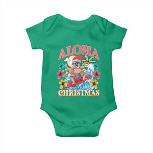 Christmas in Hawaii Baby Onesie Aloha Mele Kalikimaka Hawaiian Tropical Surfing Santa TS02 Irish Green Print Your Wear
