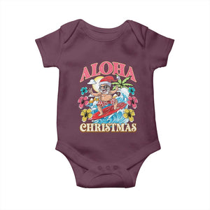Christmas in Hawaii Baby Onesie Aloha Mele Kalikimaka Hawaiian Tropical Surfing Santa TS02 Maroon Print Your Wear