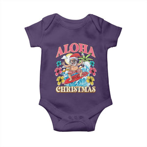 Christmas in Hawaii Baby Onesie Aloha Mele Kalikimaka Hawaiian Tropical Surfing Santa TS02 Purple Print Your Wear