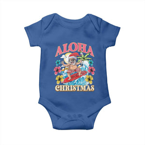 Christmas in Hawaii Baby Onesie Aloha Mele Kalikimaka Hawaiian Tropical Surfing Santa TS02 Royal Blue Print Your Wear