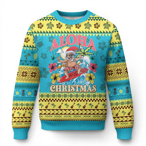 Xmas in Hawaii Ugly Christmas Sweater Aloha Mele Kalikimaka Hawaiian Tropical Surfing Santa TS02 Hawaii Print Your Wear