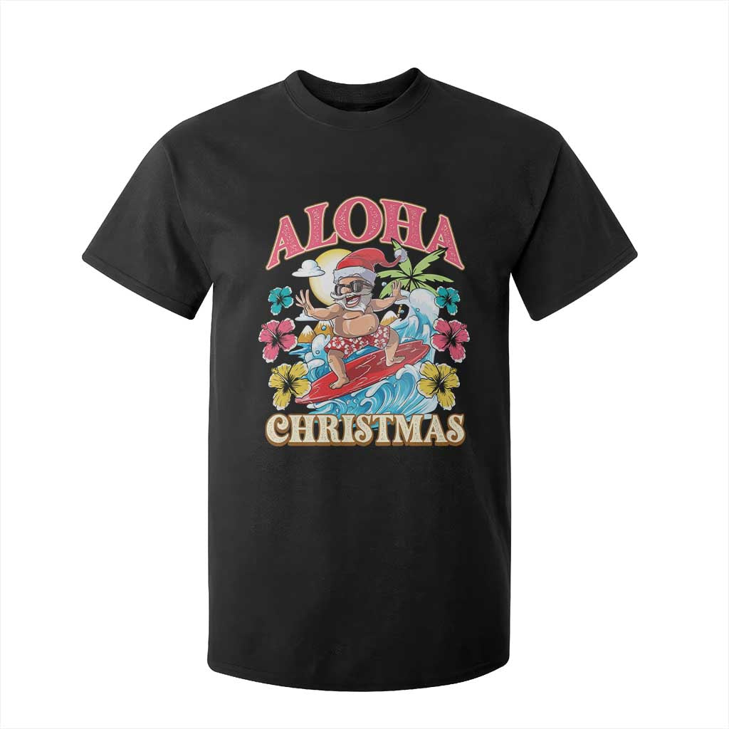 Christmas in Hawaii T Shirt For Kid Aloha Mele Kalikimaka Hawaiian Tropical Surfing Santa TS02 Black Print Your Wear