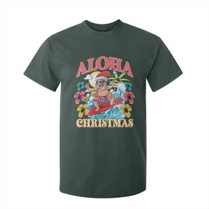 Christmas in Hawaii T Shirt For Kid Aloha Mele Kalikimaka Hawaiian Tropical Surfing Santa TS02 Dark Forest Green Print Your Wear