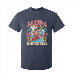 Christmas in Hawaii T Shirt For Kid Aloha Mele Kalikimaka Hawaiian Tropical Surfing Santa TS02 Navy Print Your Wear