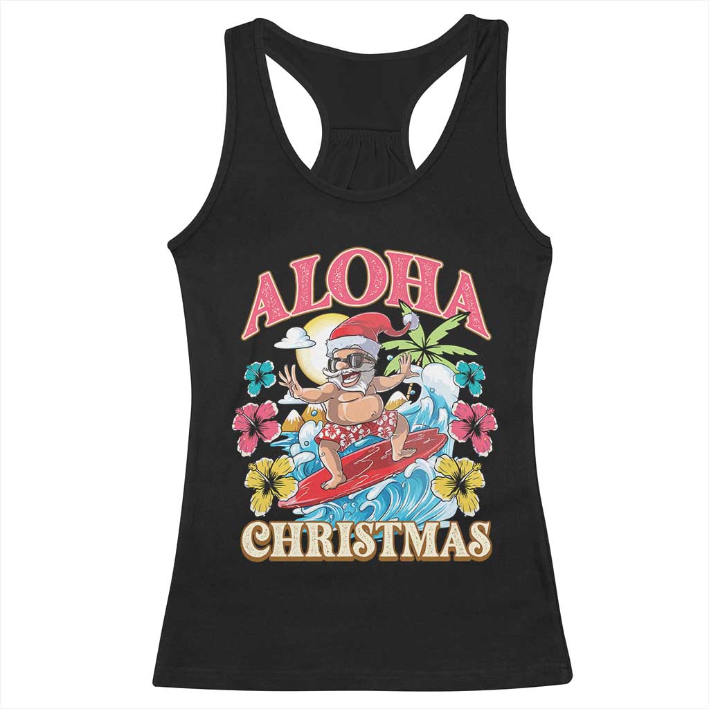 Christmas in Hawaii Racerback Tank Top Aloha Mele Kalikimaka Hawaiian Tropical Surfing Santa TS02 Black Print Your Wear