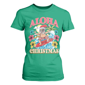 Christmas in Hawaii T Shirt For Women Aloha Mele Kalikimaka Hawaiian Tropical Surfing Santa TS02 Irish Green Print Your Wear