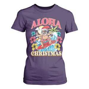 Christmas in Hawaii T Shirt For Women Aloha Mele Kalikimaka Hawaiian Tropical Surfing Santa TS02 Purple Print Your Wear
