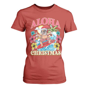 Christmas in Hawaii T Shirt For Women Aloha Mele Kalikimaka Hawaiian Tropical Surfing Santa TS02 Red Print Your Wear