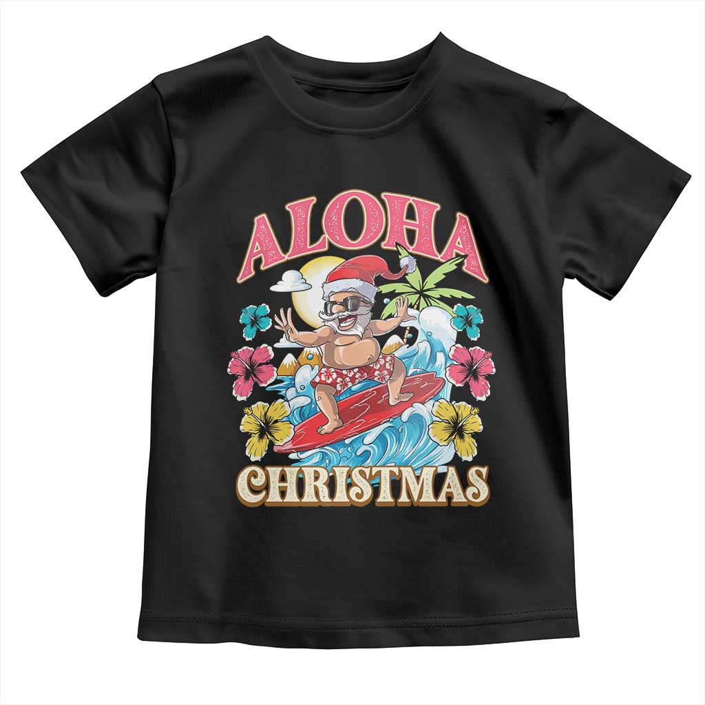 Christmas in Hawaii Toddler T Shirt Aloha Mele Kalikimaka Hawaiian Tropical Surfing Santa TS02 Black Print Your Wear