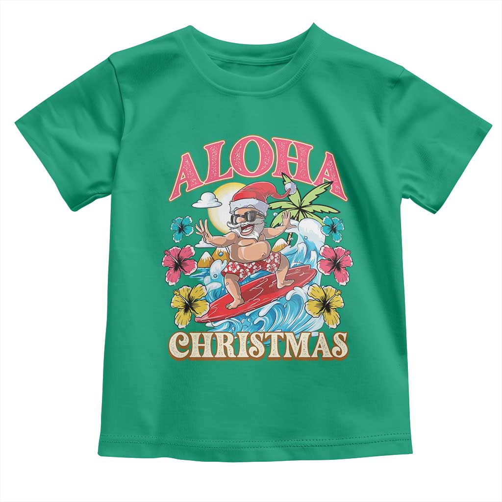 Christmas in Hawaii Toddler T Shirt Aloha Mele Kalikimaka Hawaiian Tropical Surfing Santa TS02 Irish Green Print Your Wear