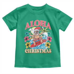 Christmas in Hawaii Toddler T Shirt Aloha Mele Kalikimaka Hawaiian Tropical Surfing Santa TS02 Irish Green Print Your Wear