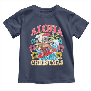 Christmas in Hawaii Toddler T Shirt Aloha Mele Kalikimaka Hawaiian Tropical Surfing Santa TS02 Navy Print Your Wear