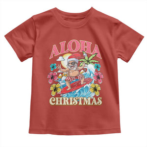 Christmas in Hawaii Toddler T Shirt Aloha Mele Kalikimaka Hawaiian Tropical Surfing Santa TS02 Red Print Your Wear