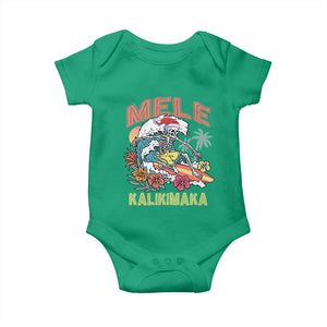 Christmas in Hawaii Baby Onesie Mele Kalikimaka Hawaiian Tropical Surfing Skeleton TS02 Irish Green Print Your Wear