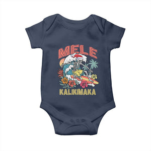 Christmas in Hawaii Baby Onesie Mele Kalikimaka Hawaiian Tropical Surfing Skeleton TS02 Navy Print Your Wear