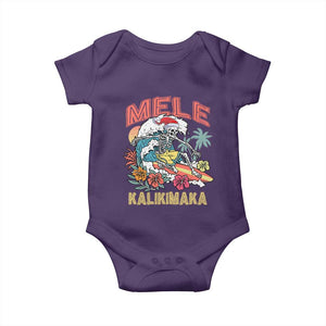 Christmas in Hawaii Baby Onesie Mele Kalikimaka Hawaiian Tropical Surfing Skeleton TS02 Purple Print Your Wear
