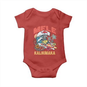 Christmas in Hawaii Baby Onesie Mele Kalikimaka Hawaiian Tropical Surfing Skeleton TS02 Red Print Your Wear