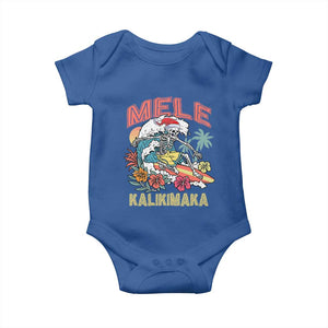 Christmas in Hawaii Baby Onesie Mele Kalikimaka Hawaiian Tropical Surfing Skeleton TS02 Royal Blue Print Your Wear