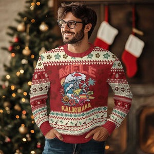 Xmas in Hawaii Ugly Christmas Sweater Mele Kalikimaka Hawaiian Tropical Surfing Skeleton TS02 Hibiscus Print Your Wear