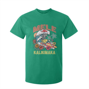 Christmas in Hawaii T Shirt For Kid Mele Kalikimaka Hawaiian Tropical Surfing Skeleton TS02 Irish Green Print Your Wear